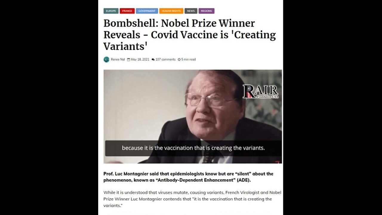 French Nobel Prize Winner Exposes Vaccines Creating Variants