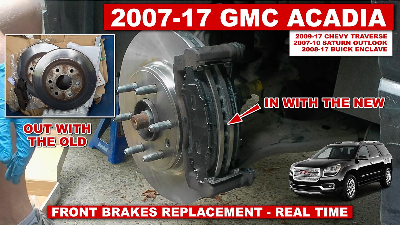 2007-2017 GMC Acadia Front Brakes Replacement In Real Time (Mostly)