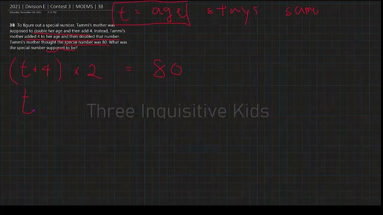 Math Olympiad for Elementary | 2021 | Division E | Contest 3 | MOEMS | 3B