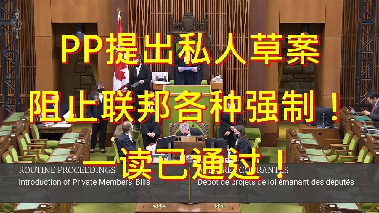 聚焦国会辩论010期 // Poilievre 刚刚向国会提出私人草案，阻止联邦政府疫苗强制和旅行禁令 - 目前一读已通过！保守党人履行向加拿大人做出的承诺：拿回你的自由！