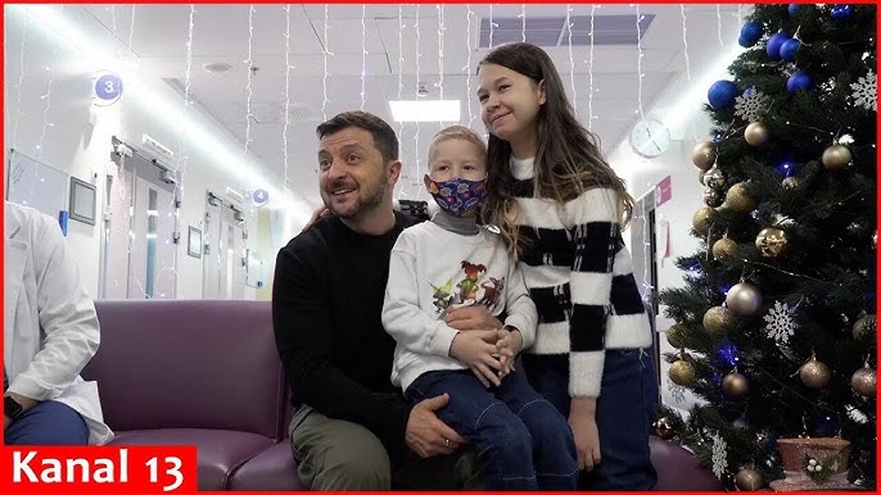 Ukrainian President Zelenskiy visits patients of Okhmatdyt Children's Hospital in Kyiv