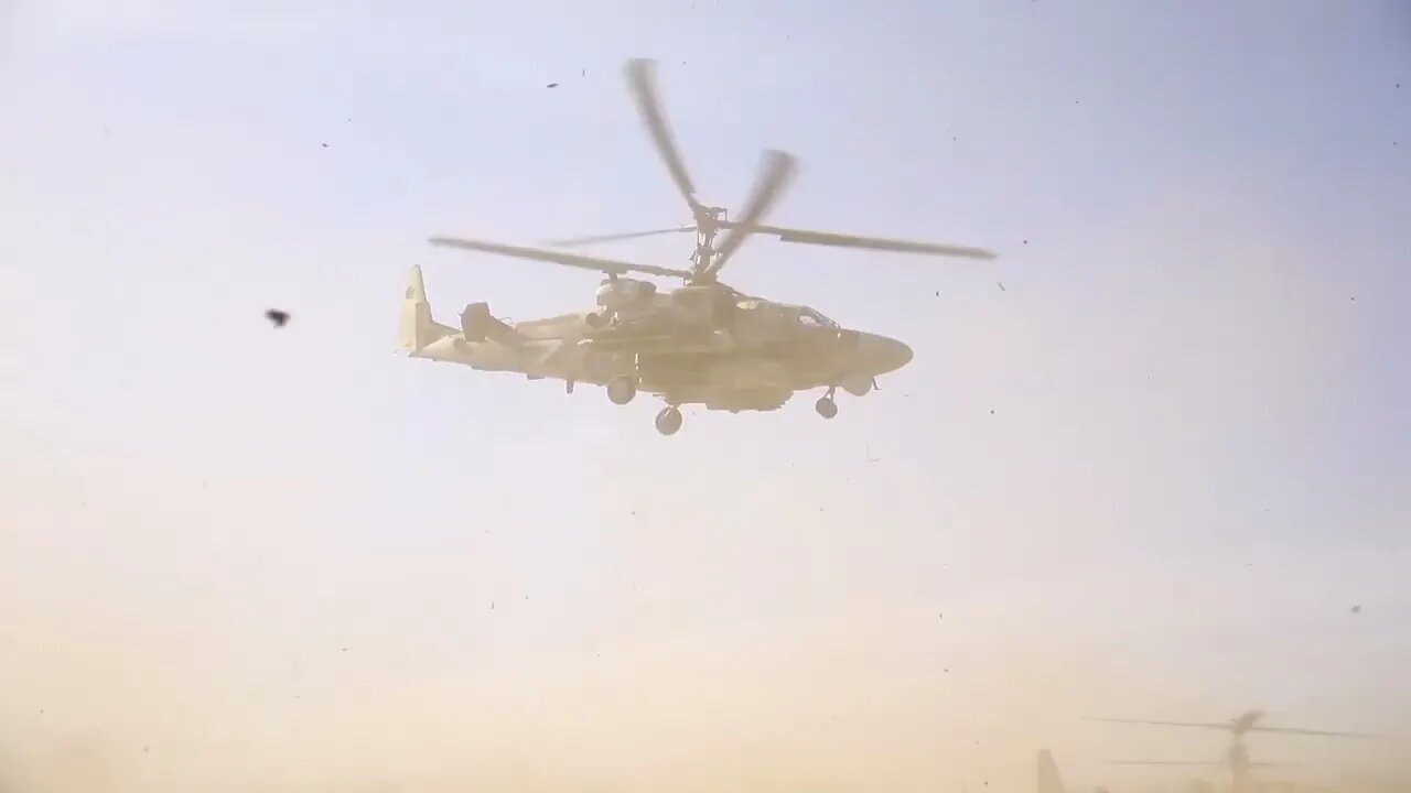 Russian Ka-52 Helicopter Taking Out Armor