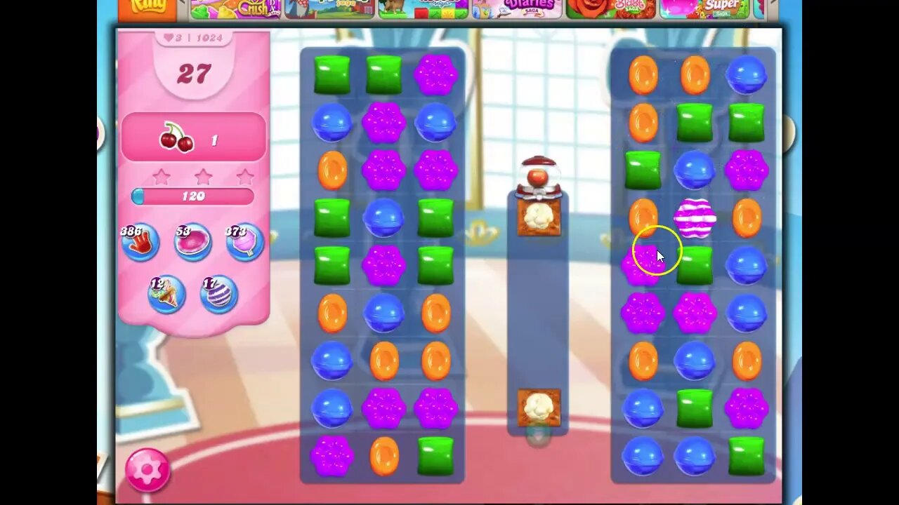 Candy Crush Level 1024 Talkthrough, 28 Moves 0 Boosters