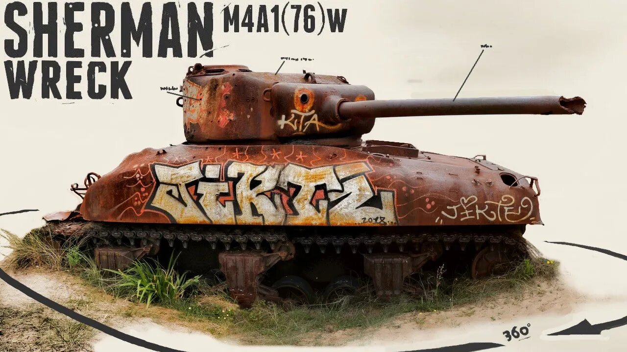 Abandoned Sherman Tanks M4A1(76) Walkaround - Nomandy.