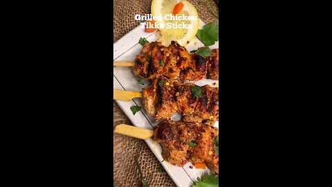 GRILLED CHICKEN TIKKA STICKS | #grilledchicken #grilledtikka #chickentikka #tandoorichicken