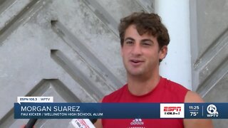 FAU kicker Morgan Suarez embracing his kicking duties