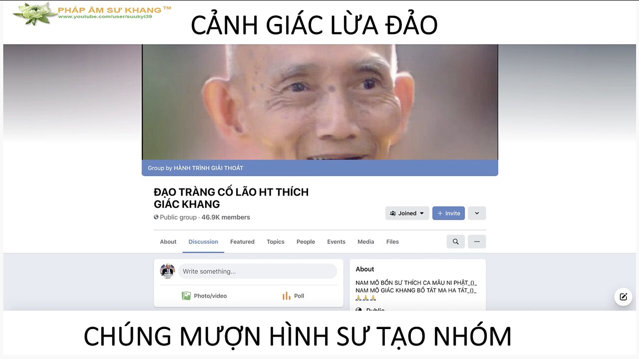 CẢNH GIÁC MƯỢN HÌNH ẢNH GIÁO PHÁP SƯ KHANG ĐI LỪA ĐẢO PHẬT TỬ