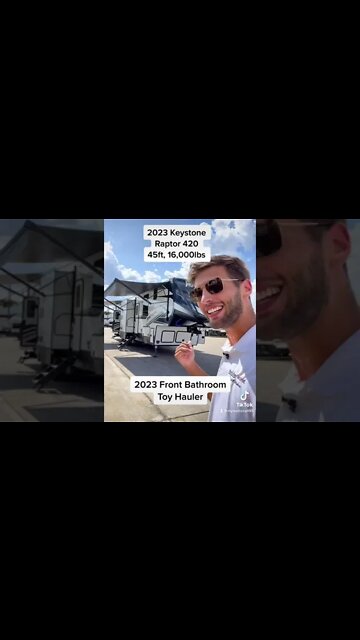 2023 Fifth Wheel Toy Hauler RV! BRAND NEW FLOOR PLAN! 2023 Keystone Raptor 420 #shorts #rv