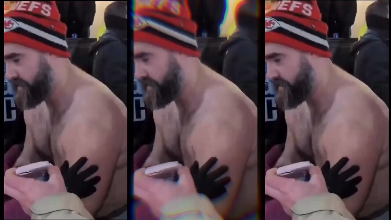 "Jason Kelce's Shirtless Blitz: Wild Celebration for Travis Kelce's Touchdown in Chiefs-Bills Game"