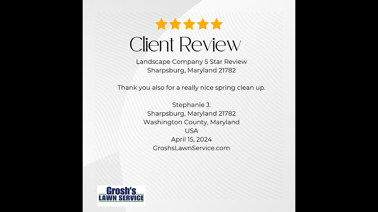 Landscape Contractor Sharpsburg Maryland 5 Star Review Grosh's Lawn Service