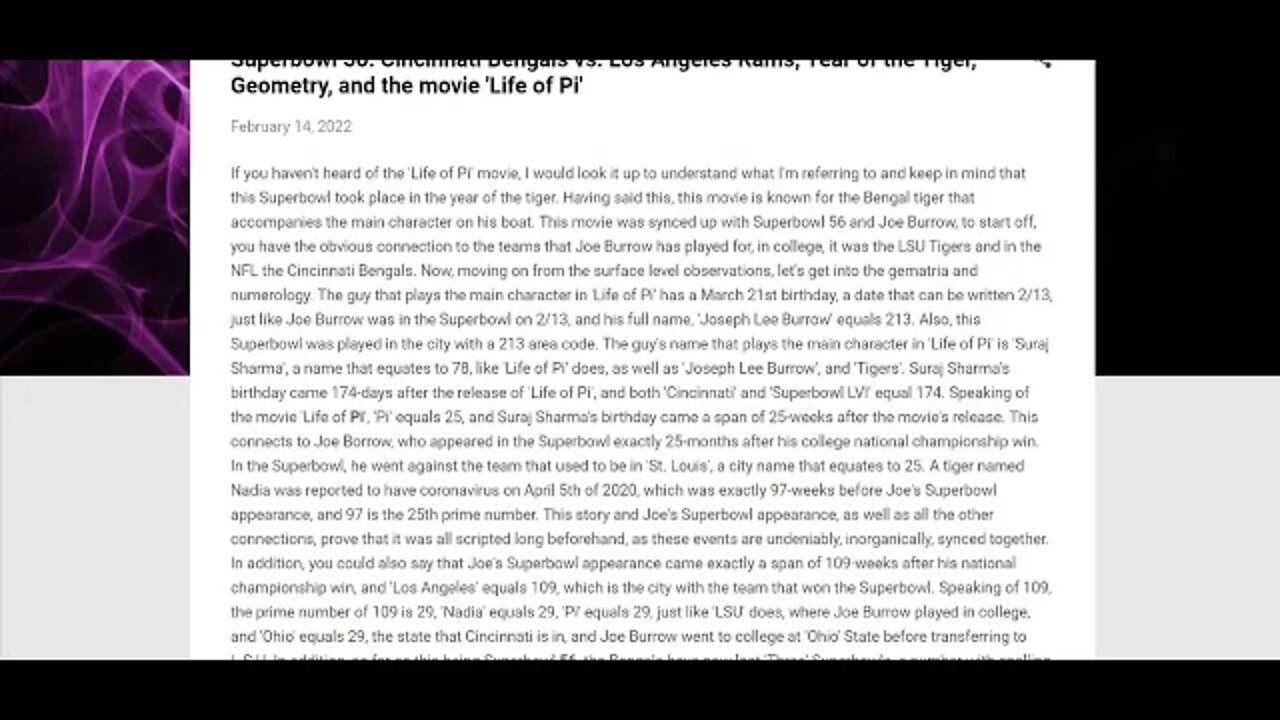 Superbowl 56, Year of the Tiger, Geometry, and the movie 'Life of Pi' #gematria #truth #numerology