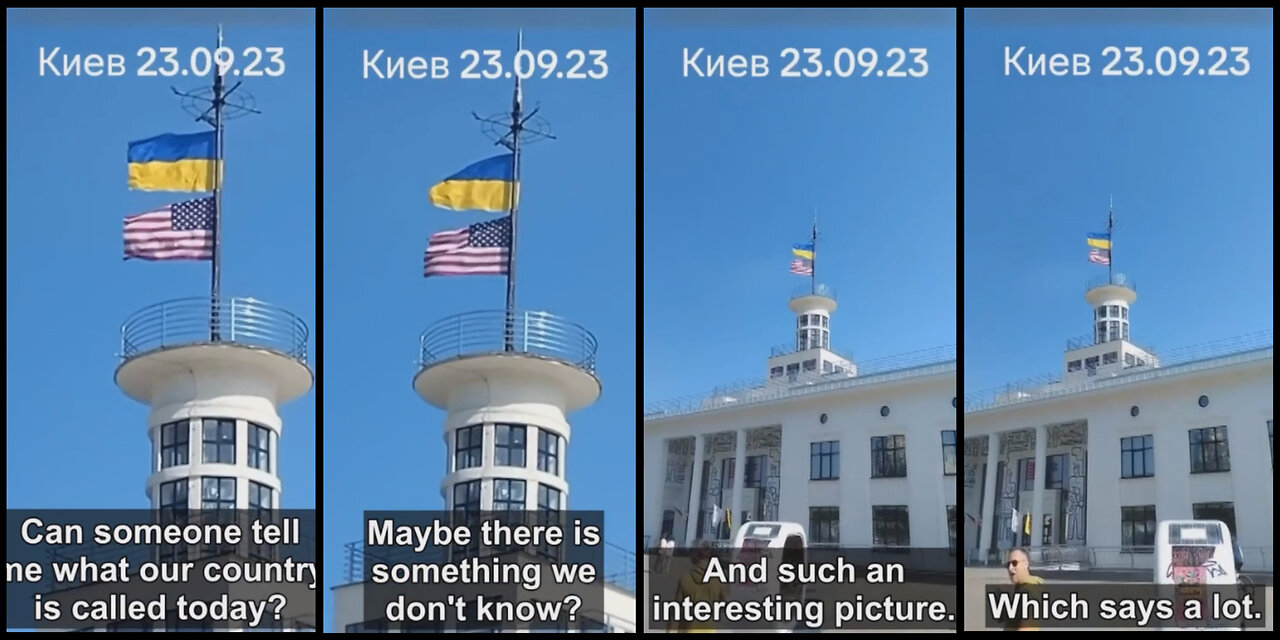 Kyiv: The American flag flies on the building of the river port