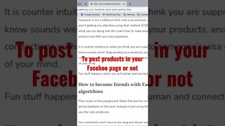 To post your products on your Facebook profile or not