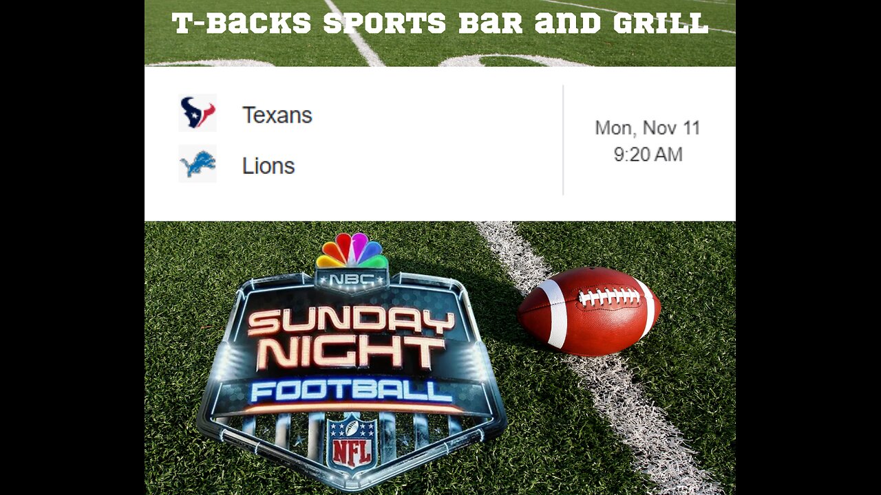 T-Backs Sports Bar and Grill Sports Schedule and quesadilla special for Monday Nov 11, 2024