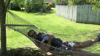 Grant on hammock