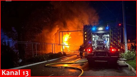 Firefighters at the scene after deadly Russian strike in Sumy