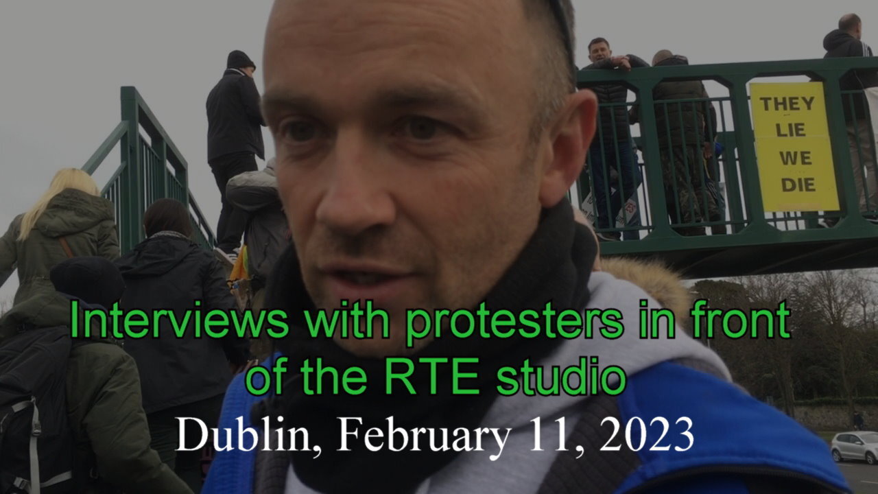 Interviews with protesters in front of the RTE studio