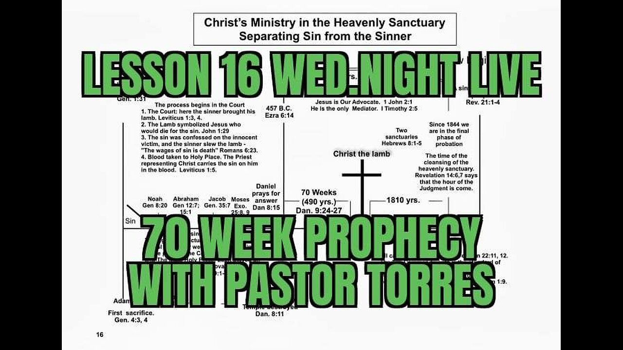 WED NIGHT LIVE LESSON #16 THE 70 WEEK PROPHECY WITH PASTOR TORRES