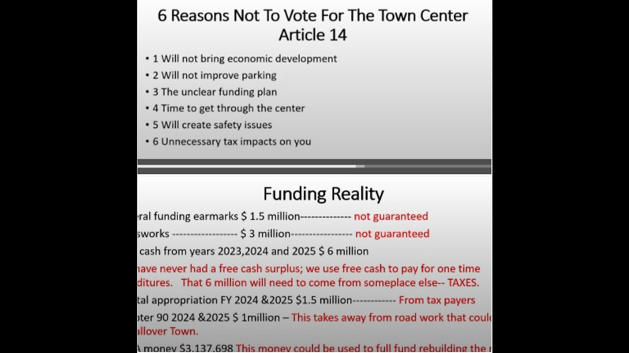 Billerica Town Center Project Financial Fact v Financial Fallacy; The Petition for a Town Wide Vote