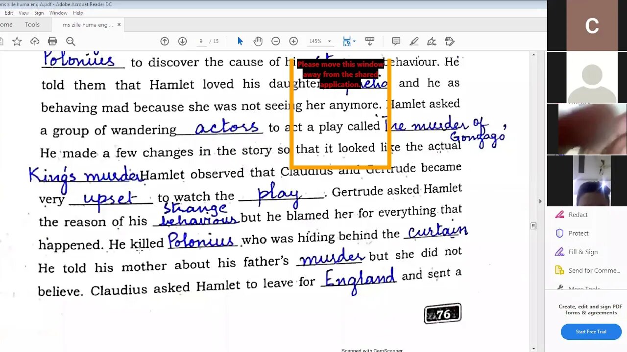 Class 7th English A Zoom Online Class 1 Dec 2020