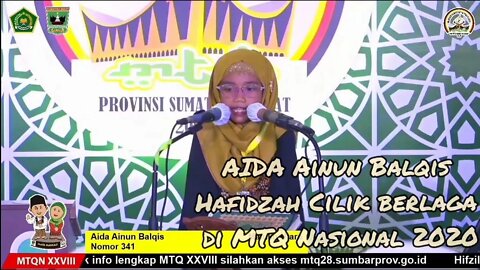 Aida Ainun Balqis Hafidzah Cilik Berlaga di MTQ Nasional 2020