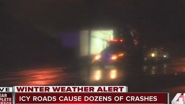 Ice-covered highways delay truck drivers