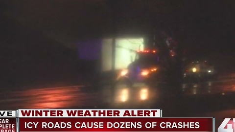 Ice-covered highways delay truck drivers
