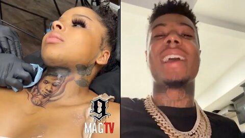 Blueface "GF" Chrisean Rock Gets His Face Tatted On Her Neck! 😱