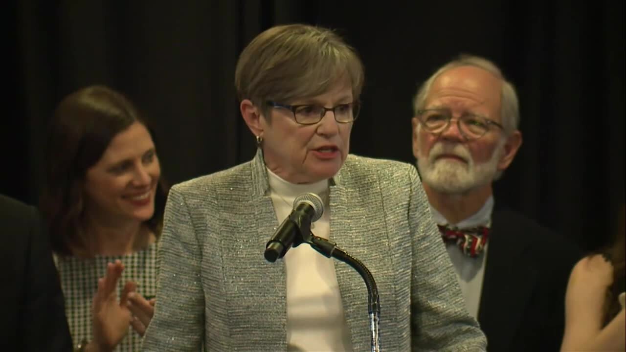 Kansas Gov. Laura Kelly thanks supporters in close race