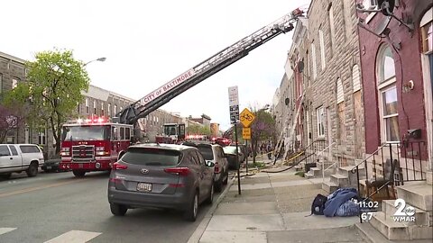 Fire damages multiple row homes in Southeast Baltimore