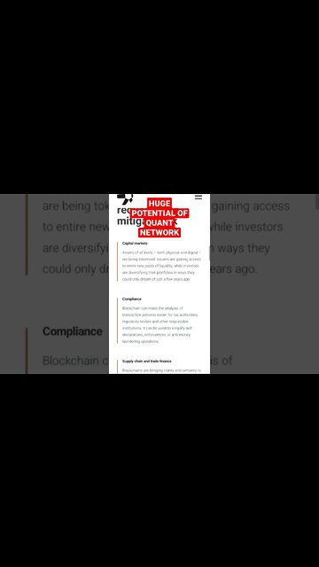 QUANT NETWORK TOKEN POTENTIAL #quantnetwork #quant #interoperability #cryptoinvesting