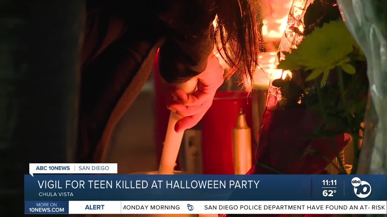 Friends gather for vigil for teen killed at National City Halloween party