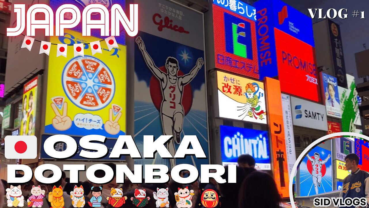 Exploring The Vibrant Streets of DOTONBORI OSAKA | Gaming at Round 1 | VLOG #1 HINDI