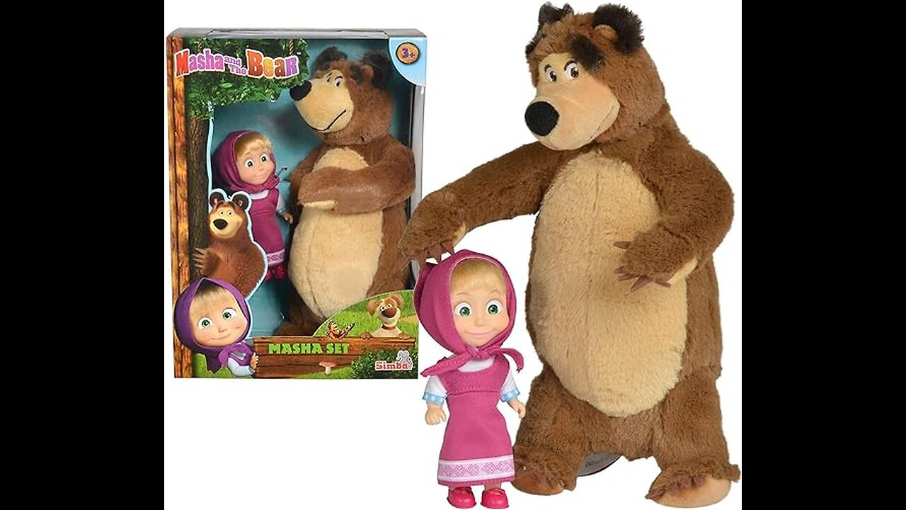 Masha and The BeaR Jada Toys, Masha Plush Set with Bear and Doll Toys for Kids