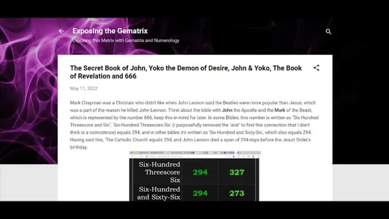 The Secret Book of John, Yoko the Demon of Desire, Revelation, and 666 #gematria #truth #numerology