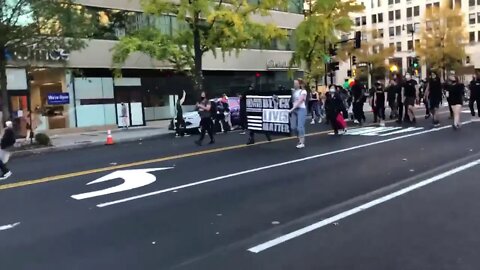 BLM/Antifa, marching towards the Washington Monument in DC after the news said Biden had won.