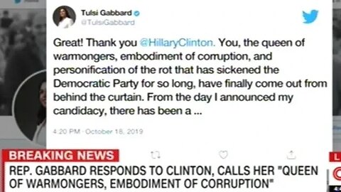 Tulsi Gabbard Calls Hillary Clinton "The Queen Of Warmongers And The Embodiment Of Corruption!"