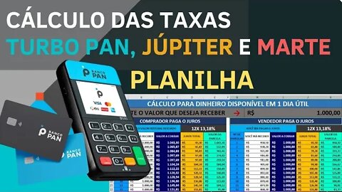 Turbo Pan Marte e Júpiter, Planilha para calcular as taxas da máquina