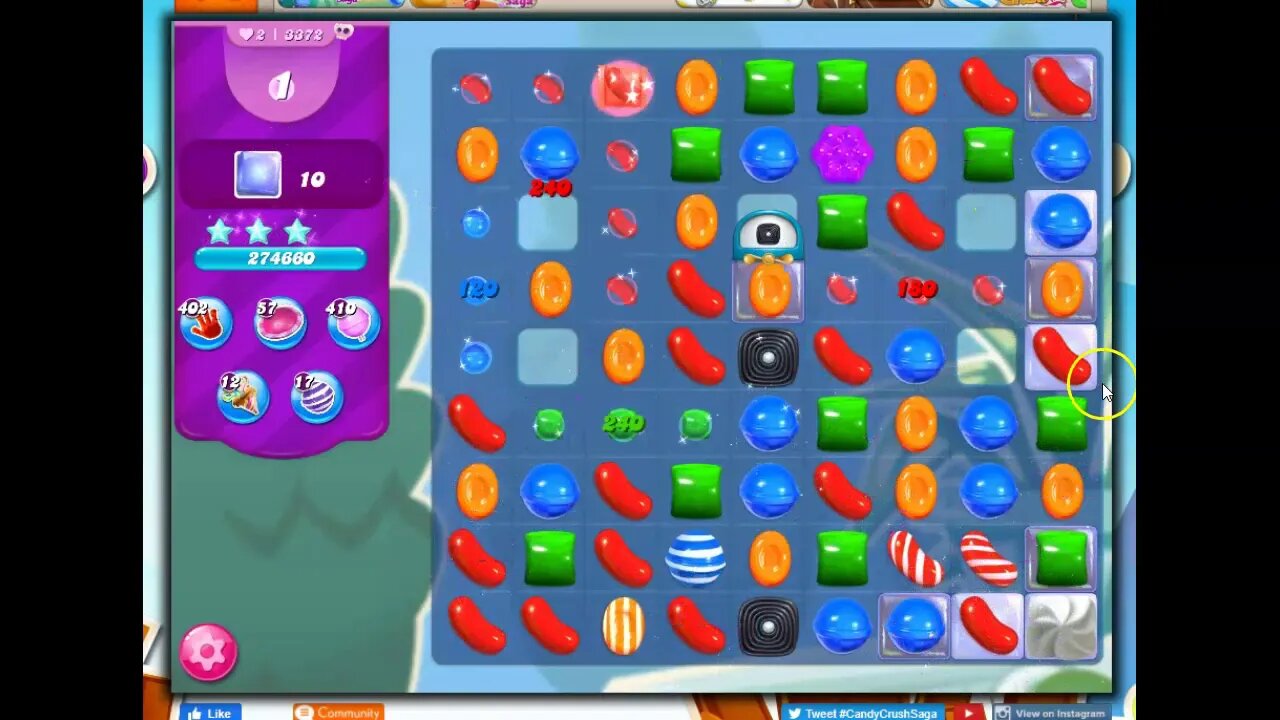Candy Crush Level 3372 Talkthrough, 30 Moves 0 Boosters