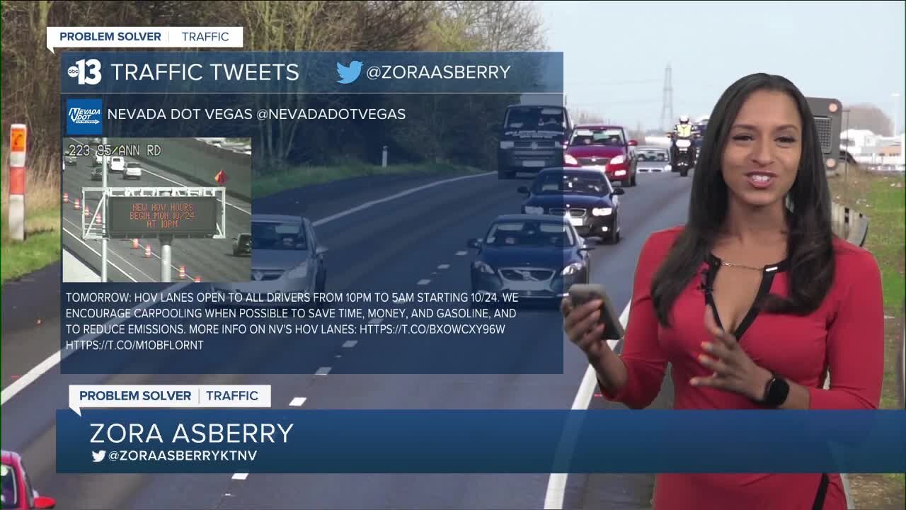 HOV lanes to open to all Las Vegas drivers during overnight hours