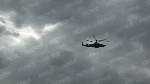 Russian Ka-52 Attack Helicopter Hitting Ukrainian Positions In Popasna