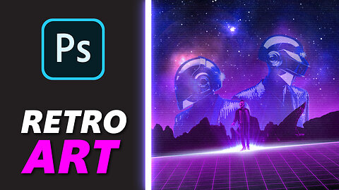 How to make Retro Art in Photoshop | Making Daft Punk Tribute Poster | Synthwave 80's Vibes