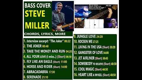 Bass cover STEVE MILLER BAND _ Chords, Lyrics, MORE