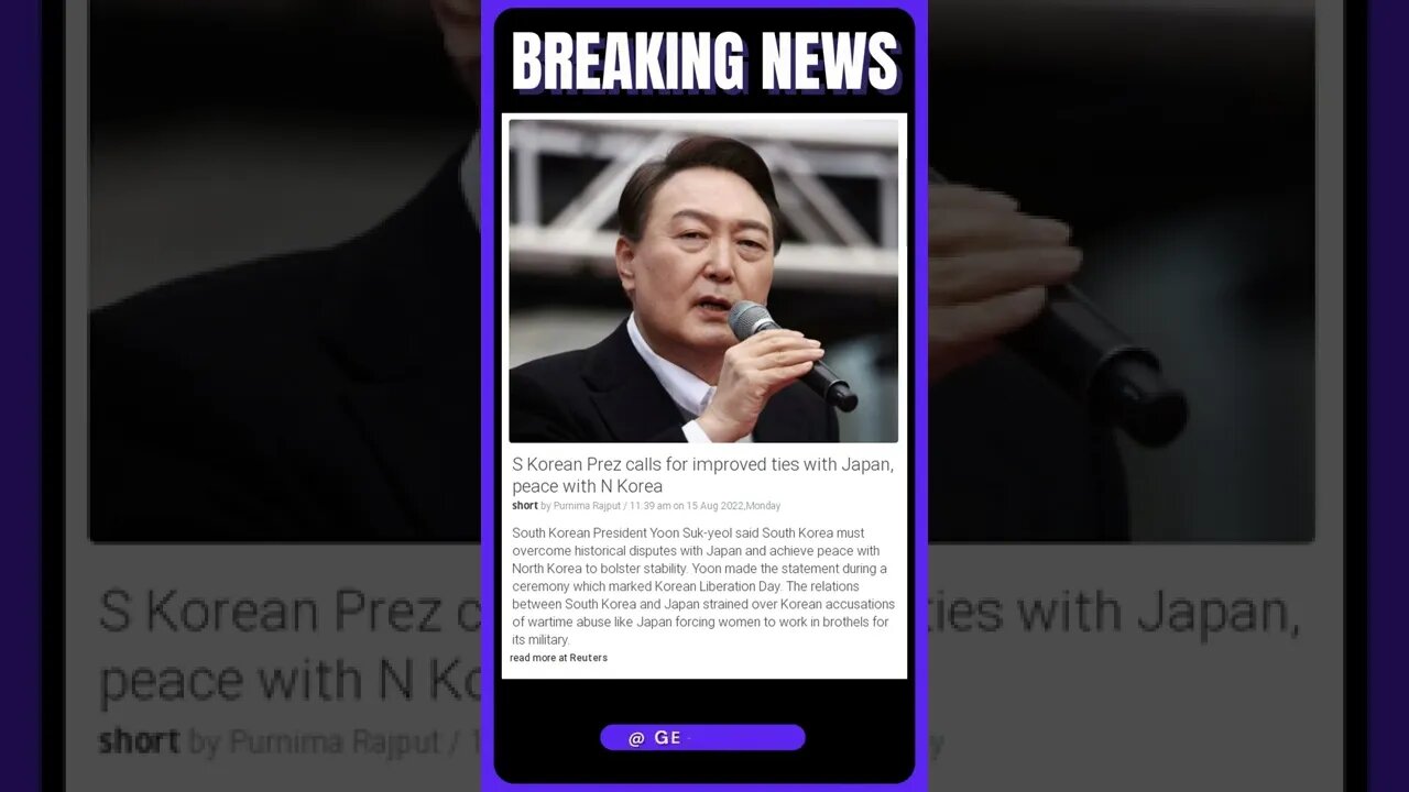 Latest Information: S Korean Prez calls for improved ties with Japan, peace with N Korea #shorts