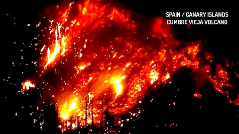 Active Volcano erupts and is devastating Spain La Palma island