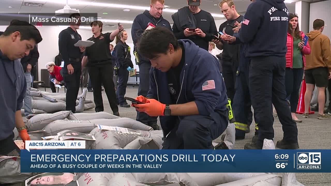 Emergency preparations drill ahead of Super Bowl, other big Valley events