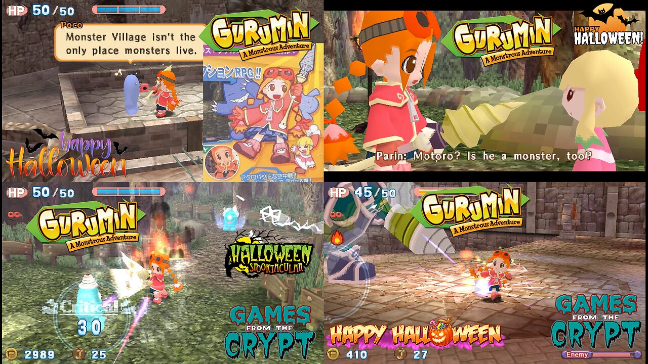 Games from The Crypt 2024: Gurumin: A Monstrous Adventure (PSP Version) Part 2 [Monster Village Dystroyed!! Time for Parin to go after the Phantoms in The Rasish Woods: Cheery Forest Path]