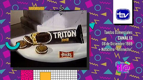 Tandas Comerciales Canal 13 (08 de Diciembre 1989) + Noticiero "Telenoche"