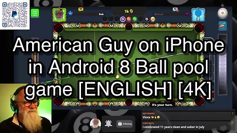 American Guy on iPhone in Android 8 Ball pool game [ENGLISH] [4K] 🎱🎱🎱 8 Ball Pool 🎱🎱🎱