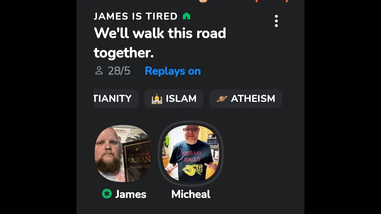18 May 2022 @James is Tired v Michael the #Canadian #Atheist * #clubhouse #Darth Dawkins